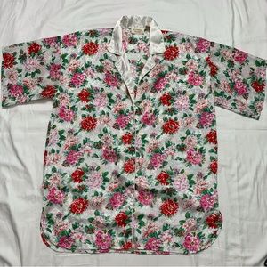 Vintage Gold Tag Victoria’s Secret White Floral  Button Up Dress Shirt